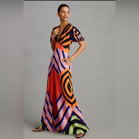 FARM Rio Pants - Farm Rio Deep-V Wide-Leg Jumpsuit